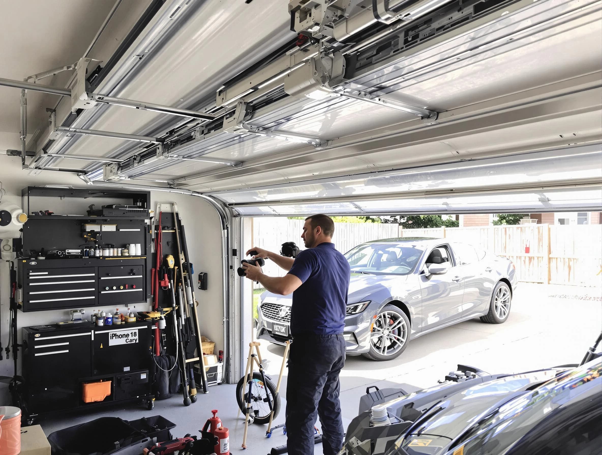 Vineyard Garage Door Repair technician fixing noisy garage door in Vineyard