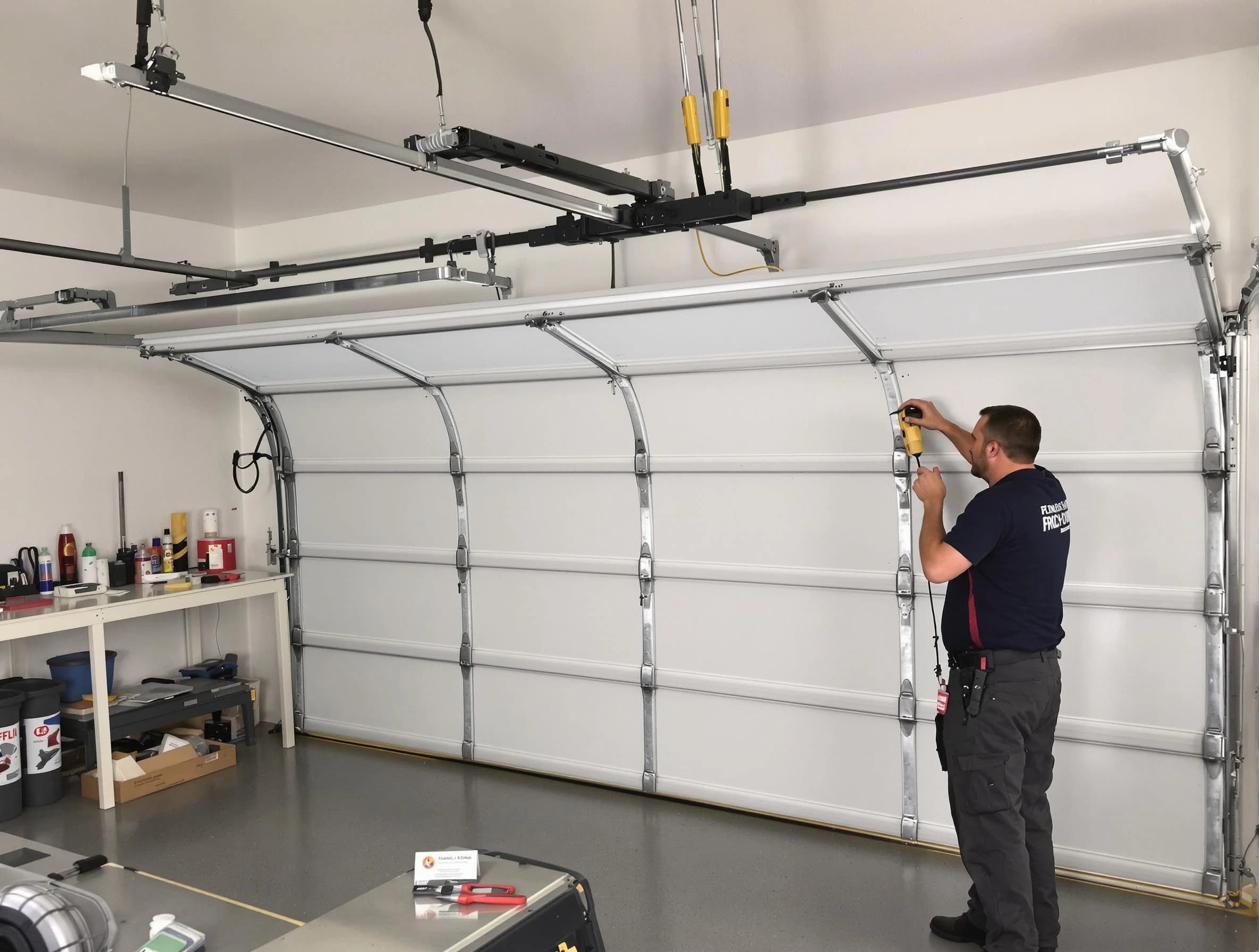 Vineyard Garage Door Repair certified technician performing overhead door system repair in Vineyard